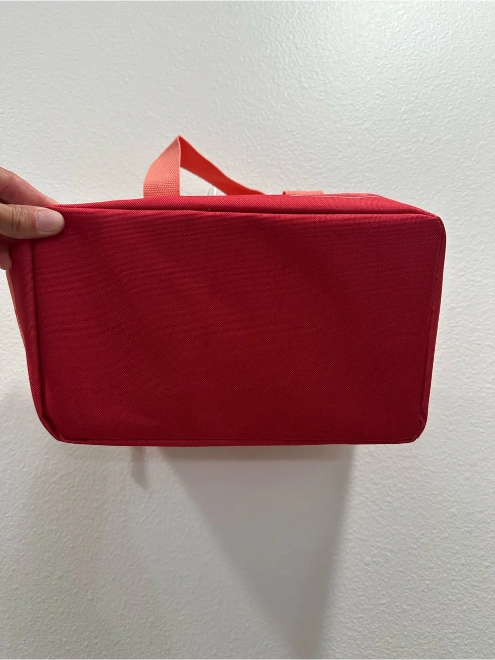 Trader Joe's Coral & Red Insulated Mini Lunch Tote Bag zipper